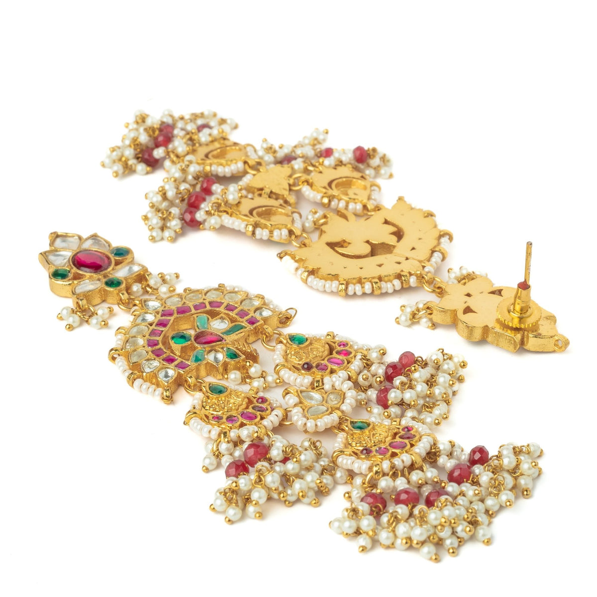 Gold Plated Red Womens Earrings