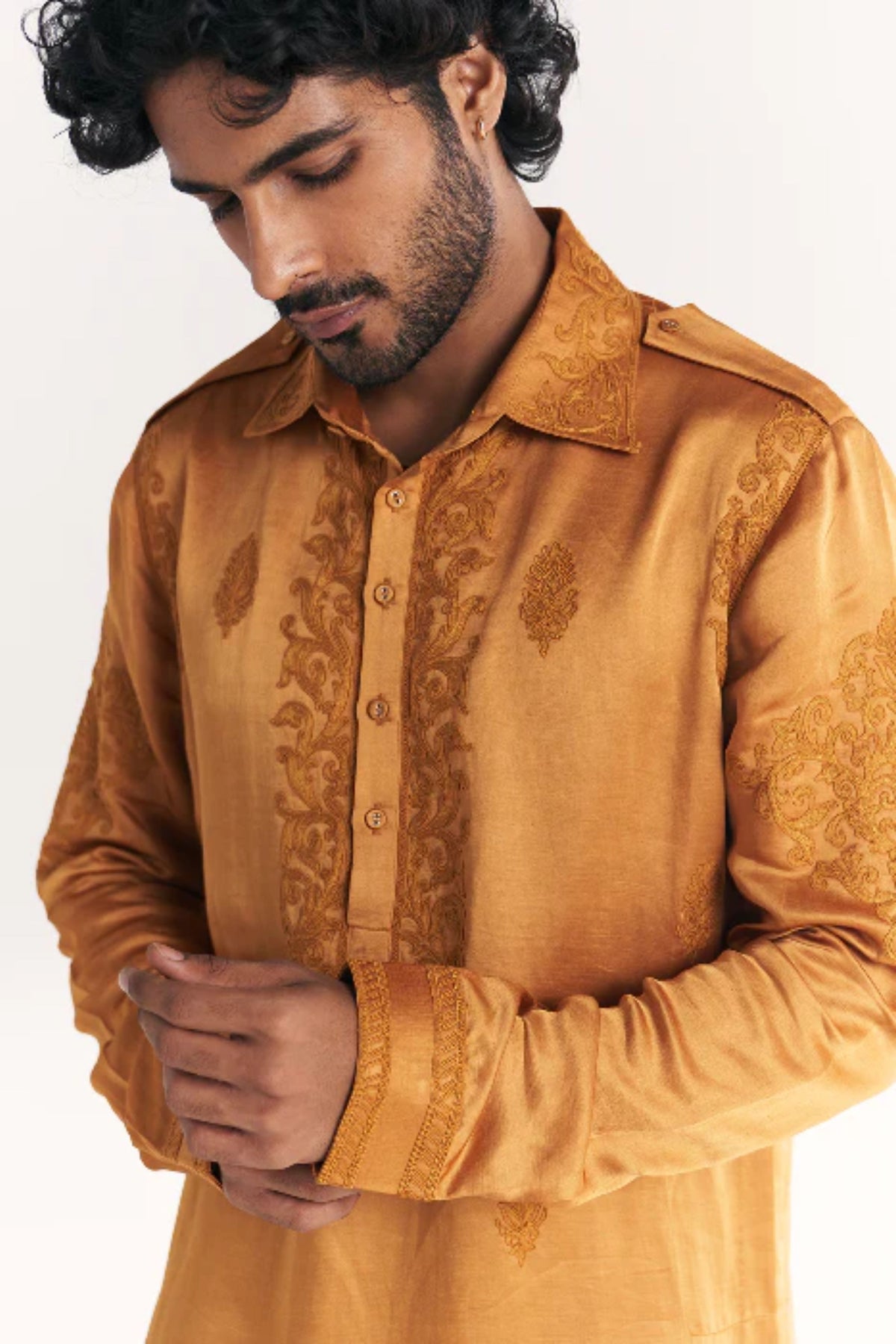 Nazir Mustard Pathani Kurta Set