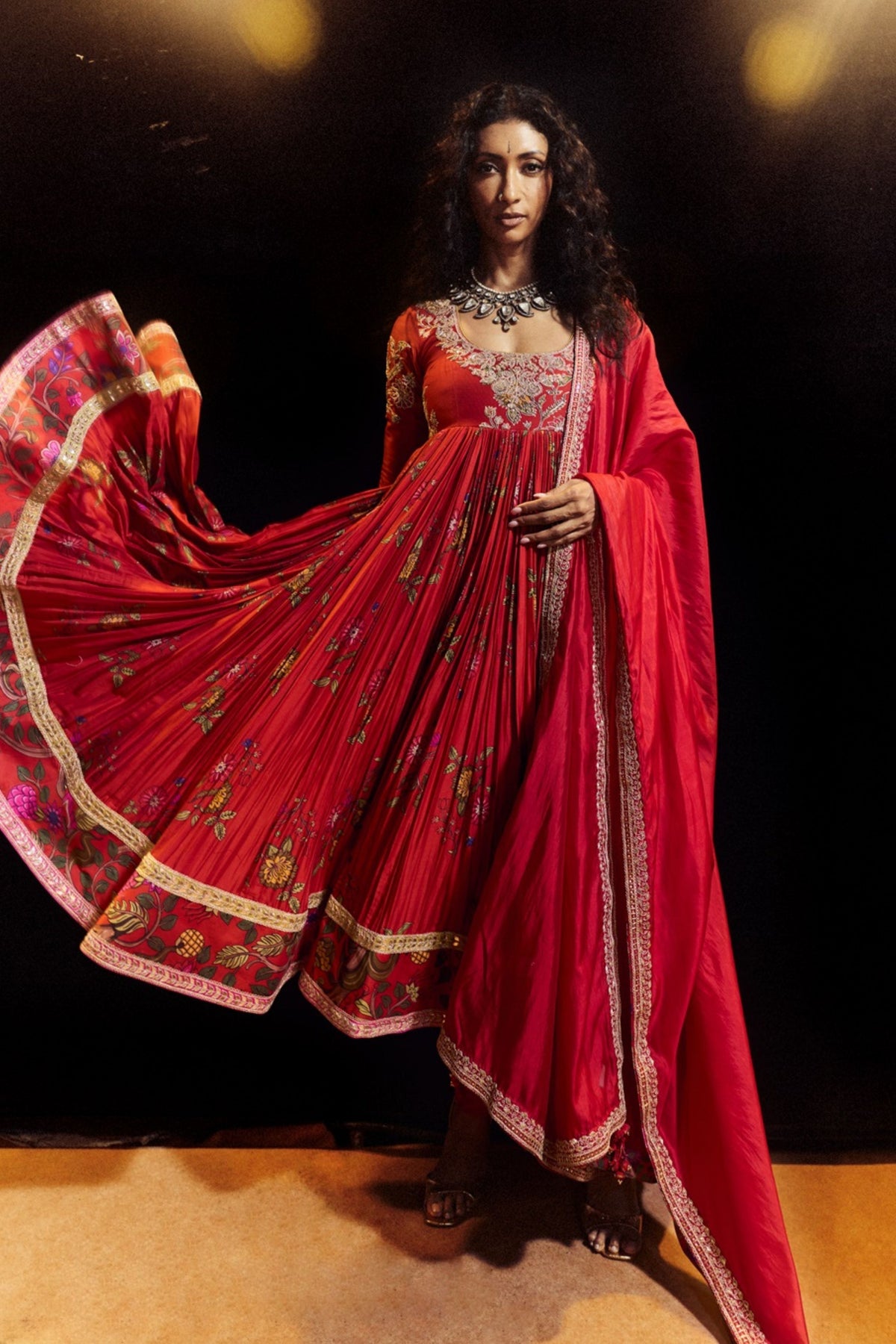 Surkh Laal Marodi Anarkali Set
