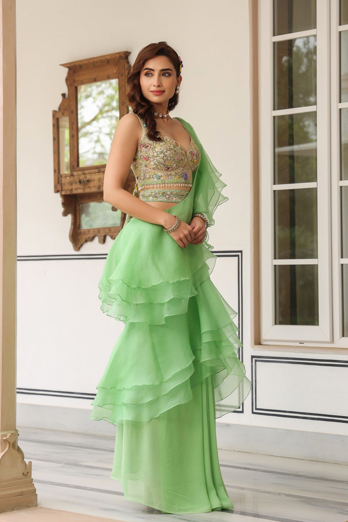 Gulzar Ruffle Saree Set