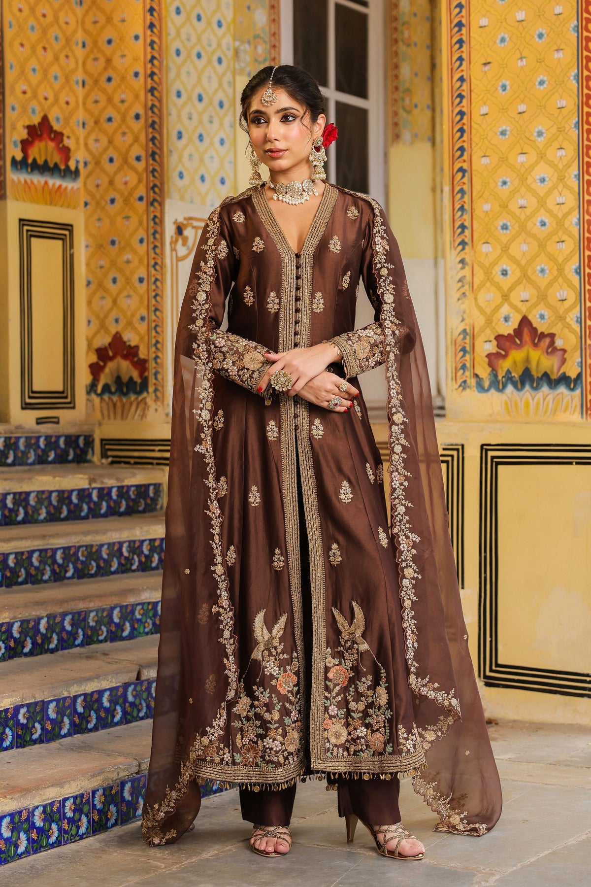 Ahista Brown Anarkali Set