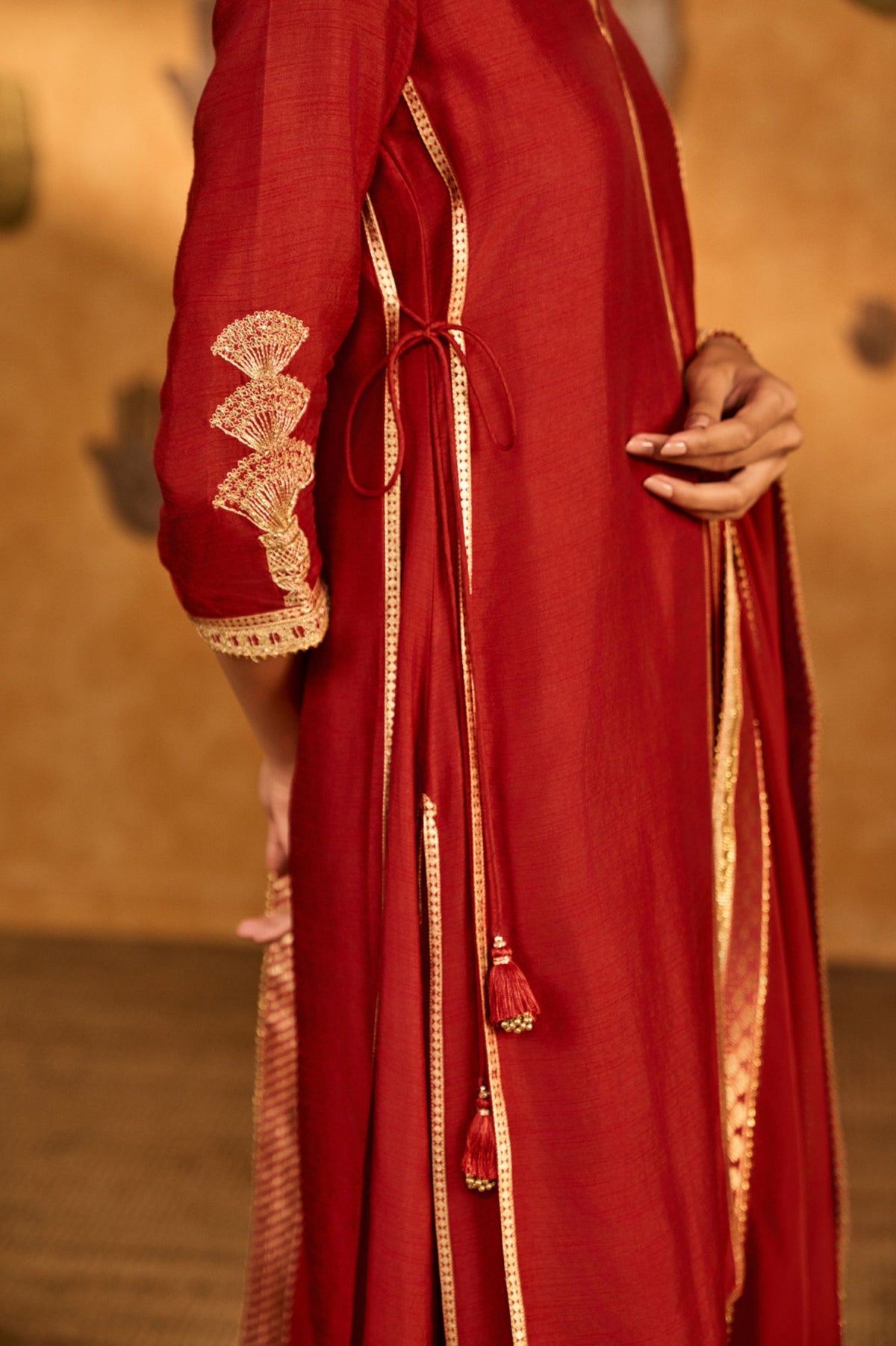 Red Mandarin Kurta Set