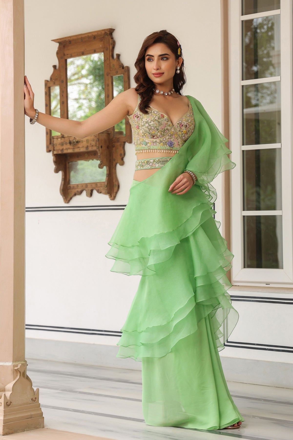 Gulzar Ruffle Saree Set