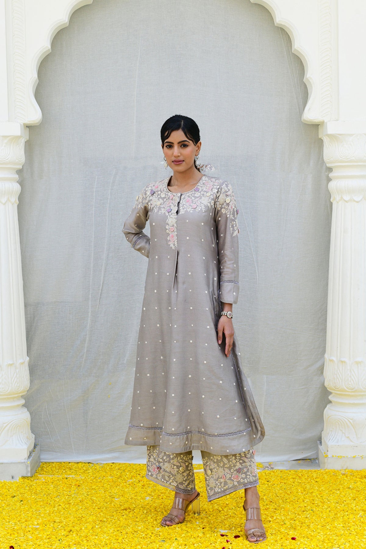 Ivory Light Long Kurta Grey