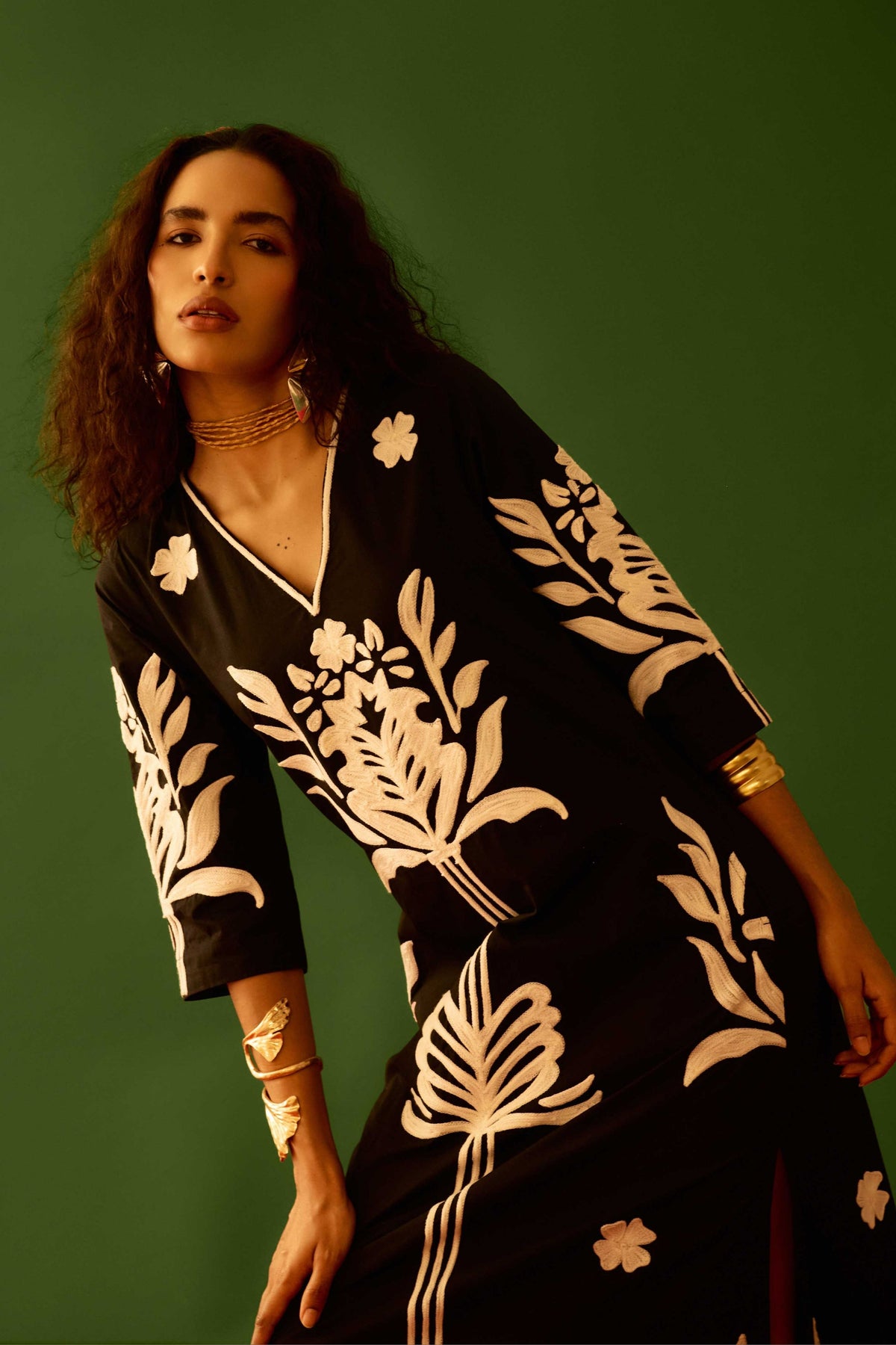 Ivory Tulip Black Dress