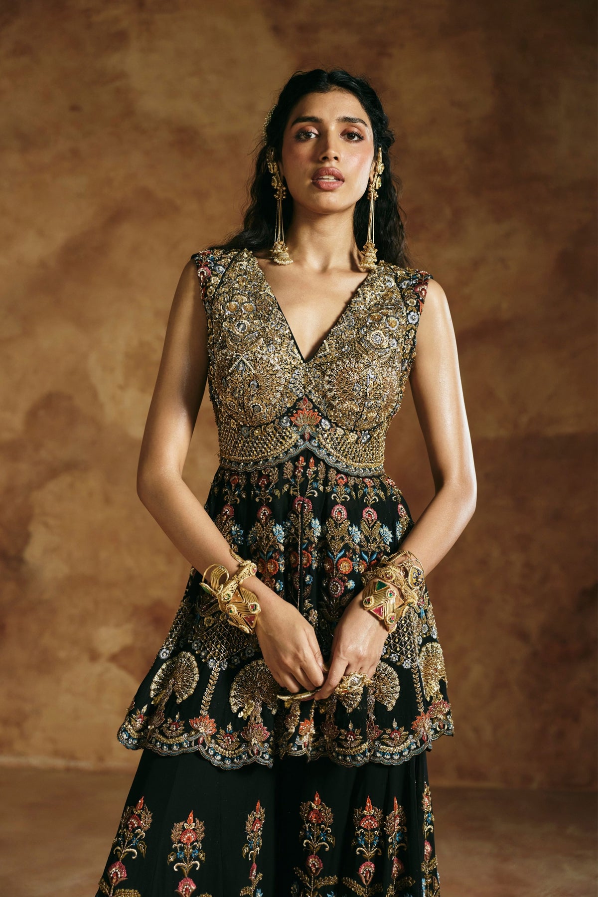 Sindh Zardozi Peplum Sharara Set