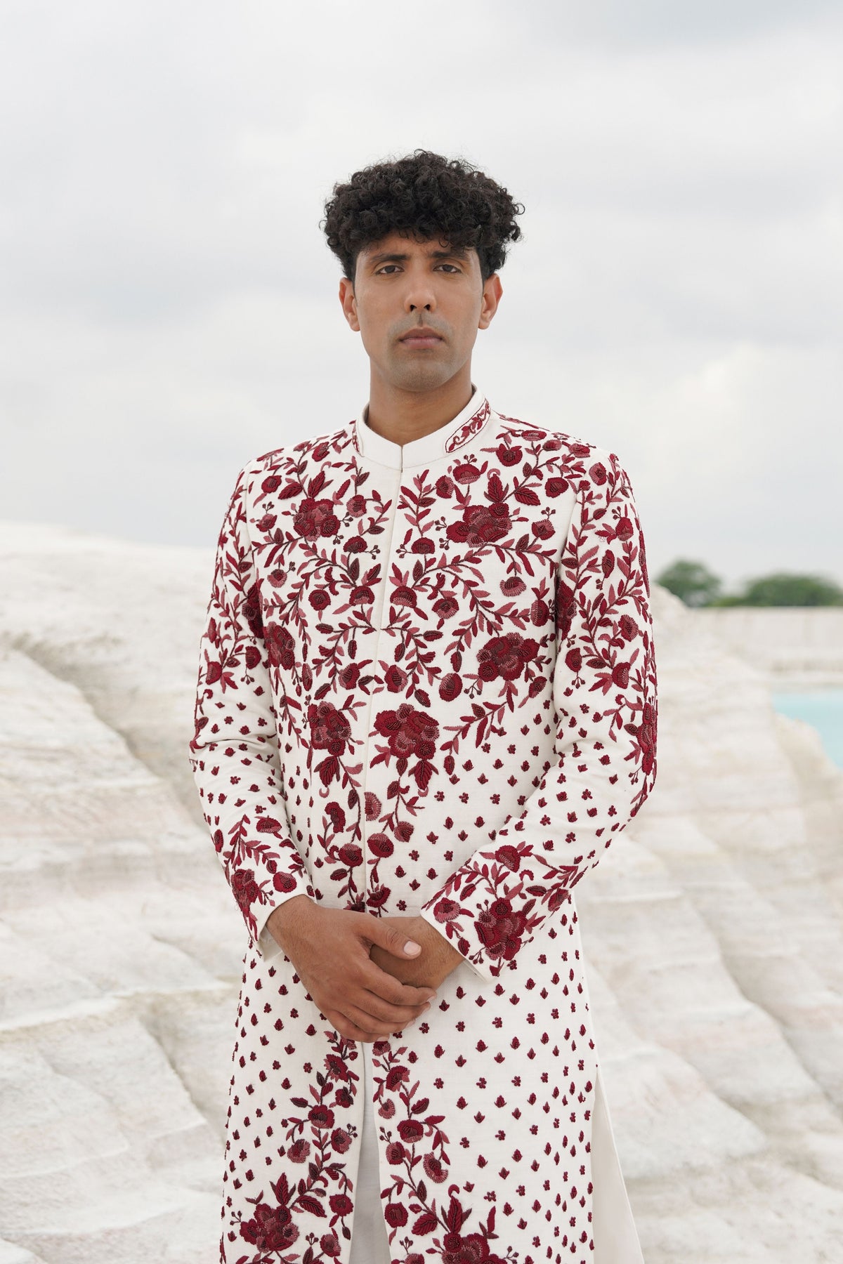 White Sherwani Set