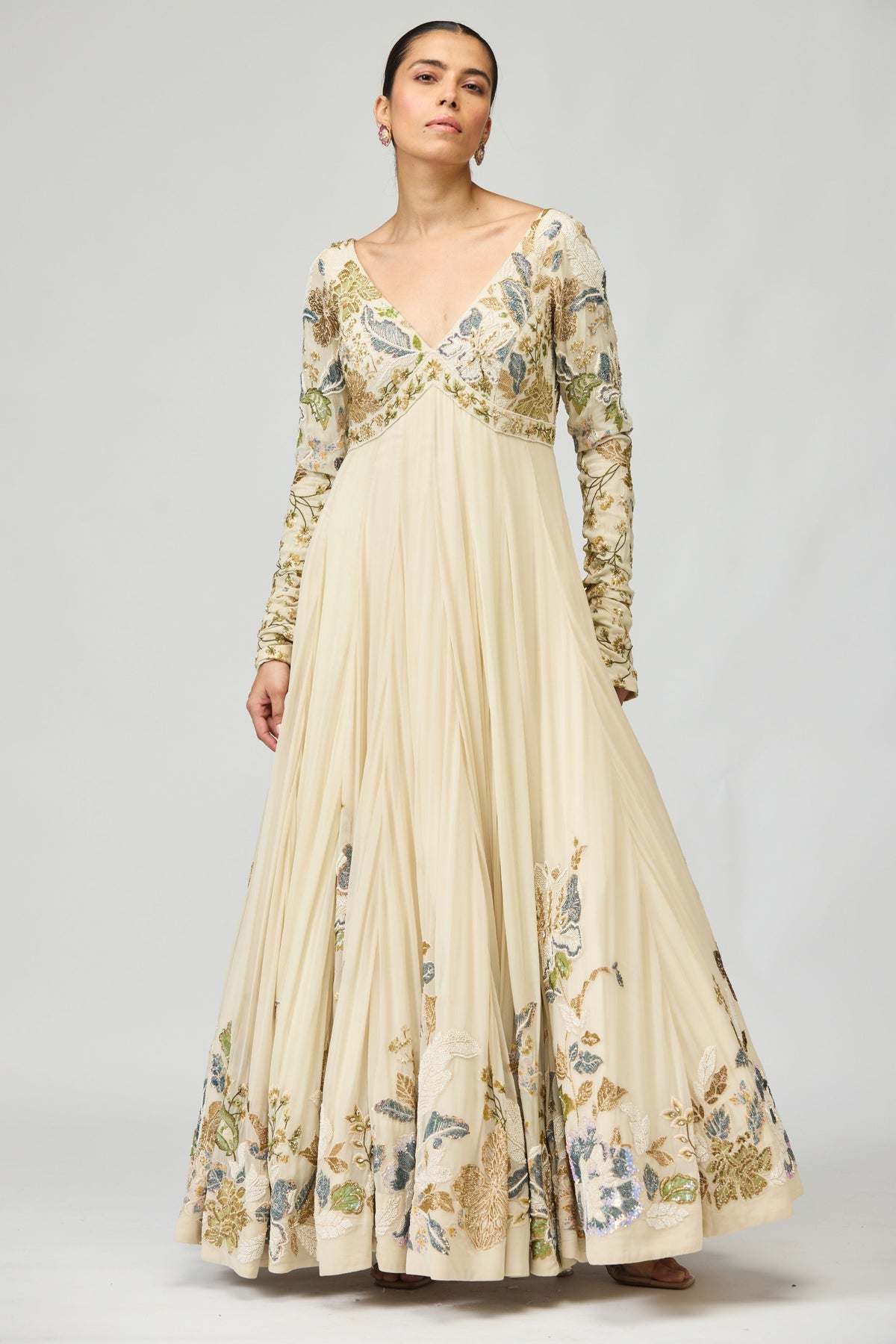 Ivory Thread Work Anarkali Set