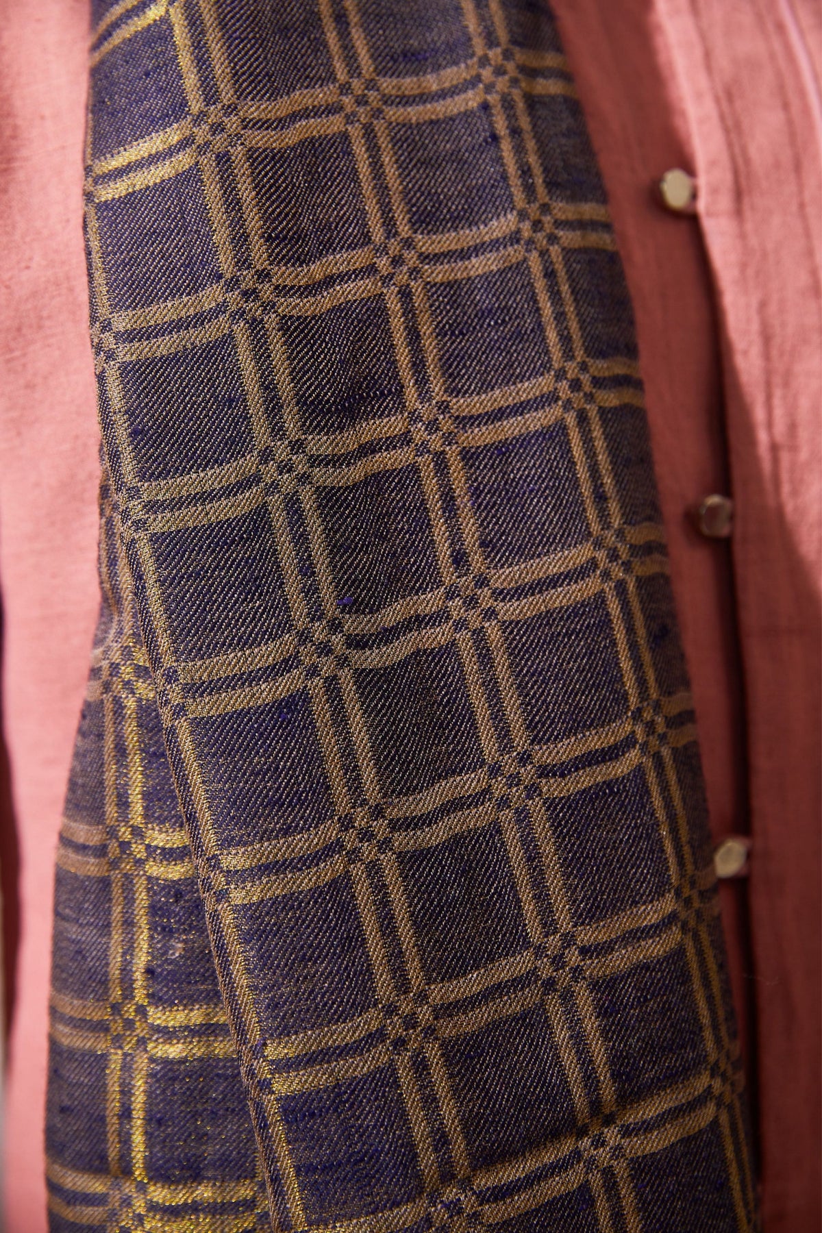 Zari Check Reversible Lilac Stole