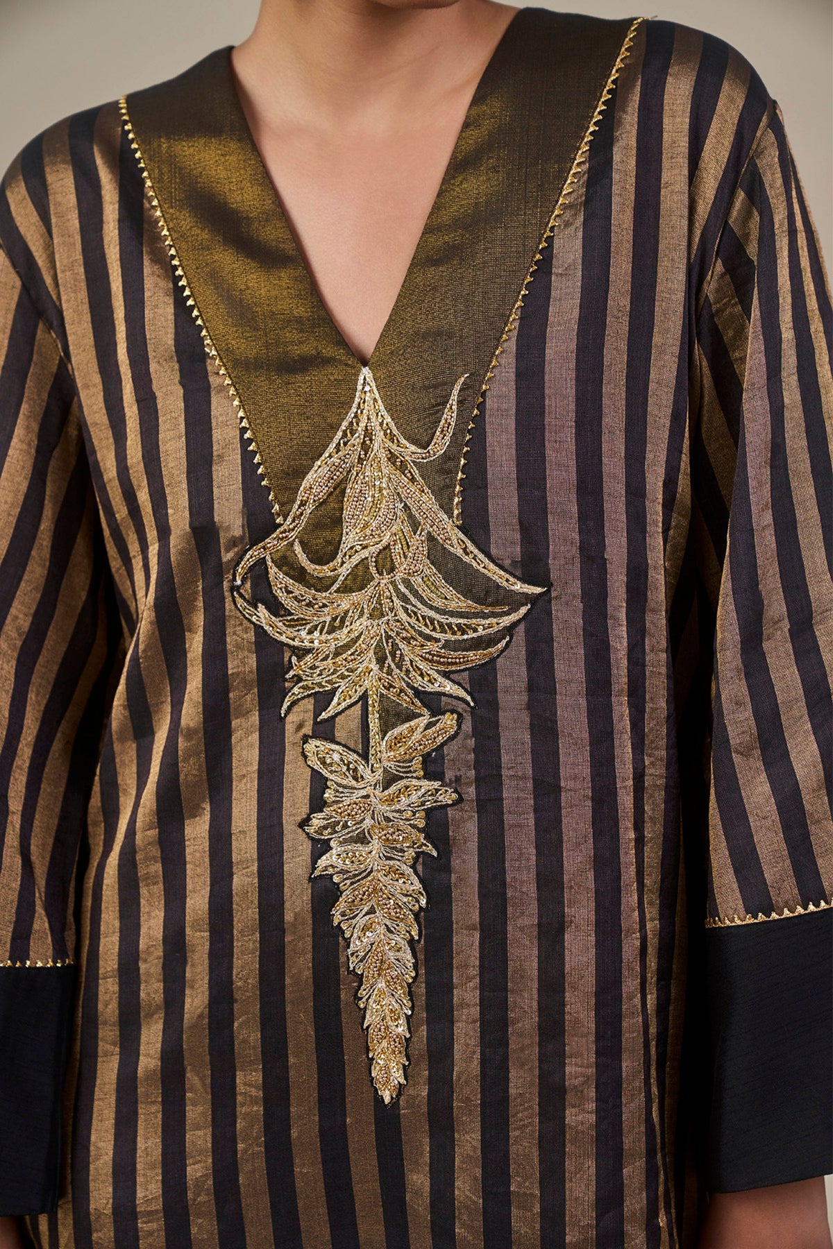 Black Gold Noise Asymmetric Kaftan