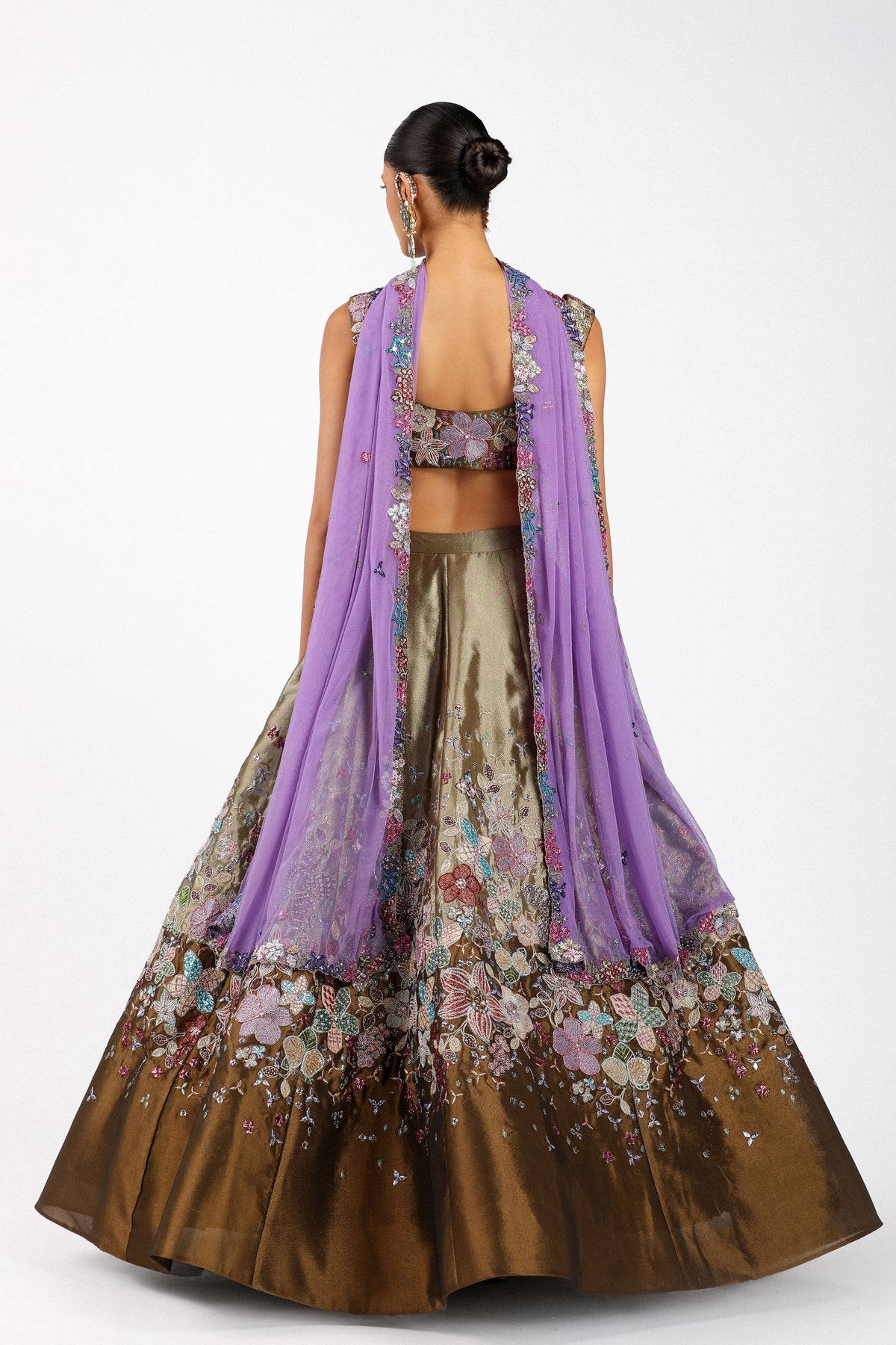 Tenebra Copper Metallic Lehenga