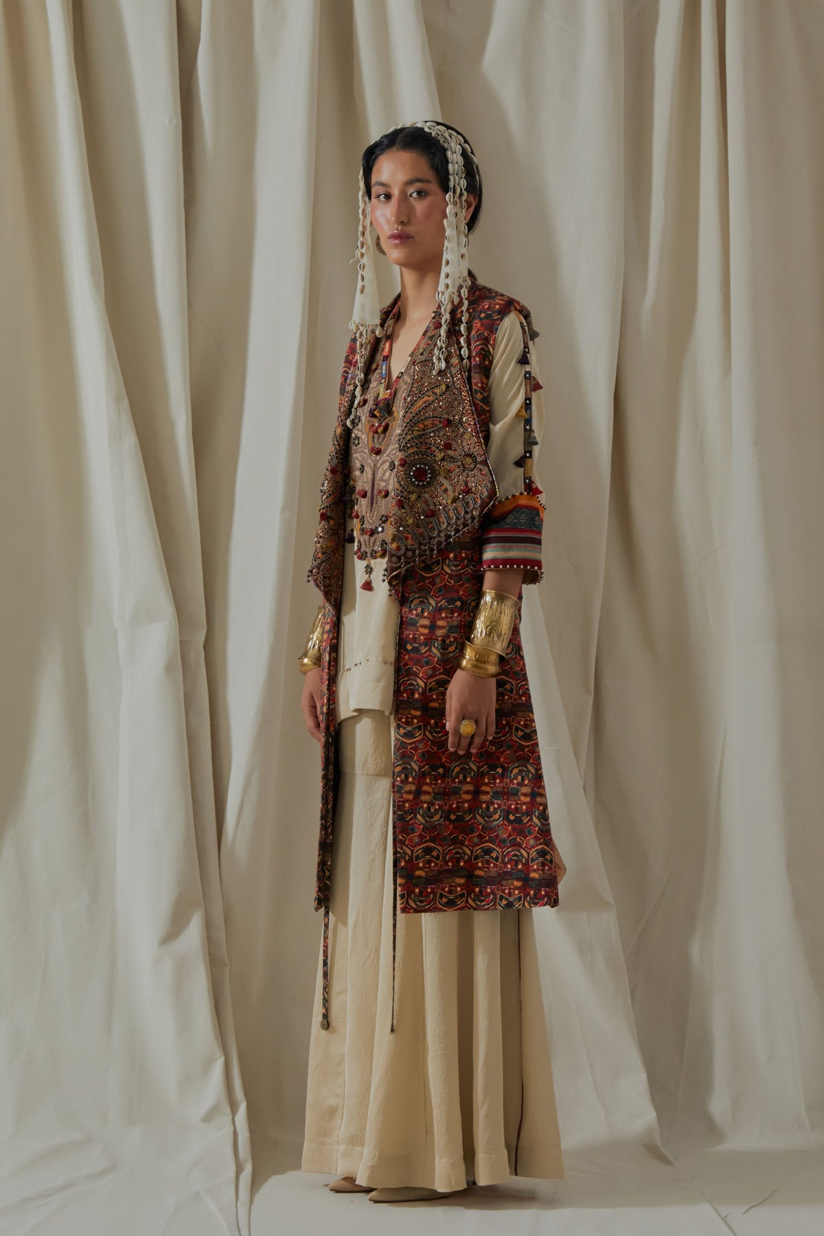 Hina Ecru Trench Coat Set