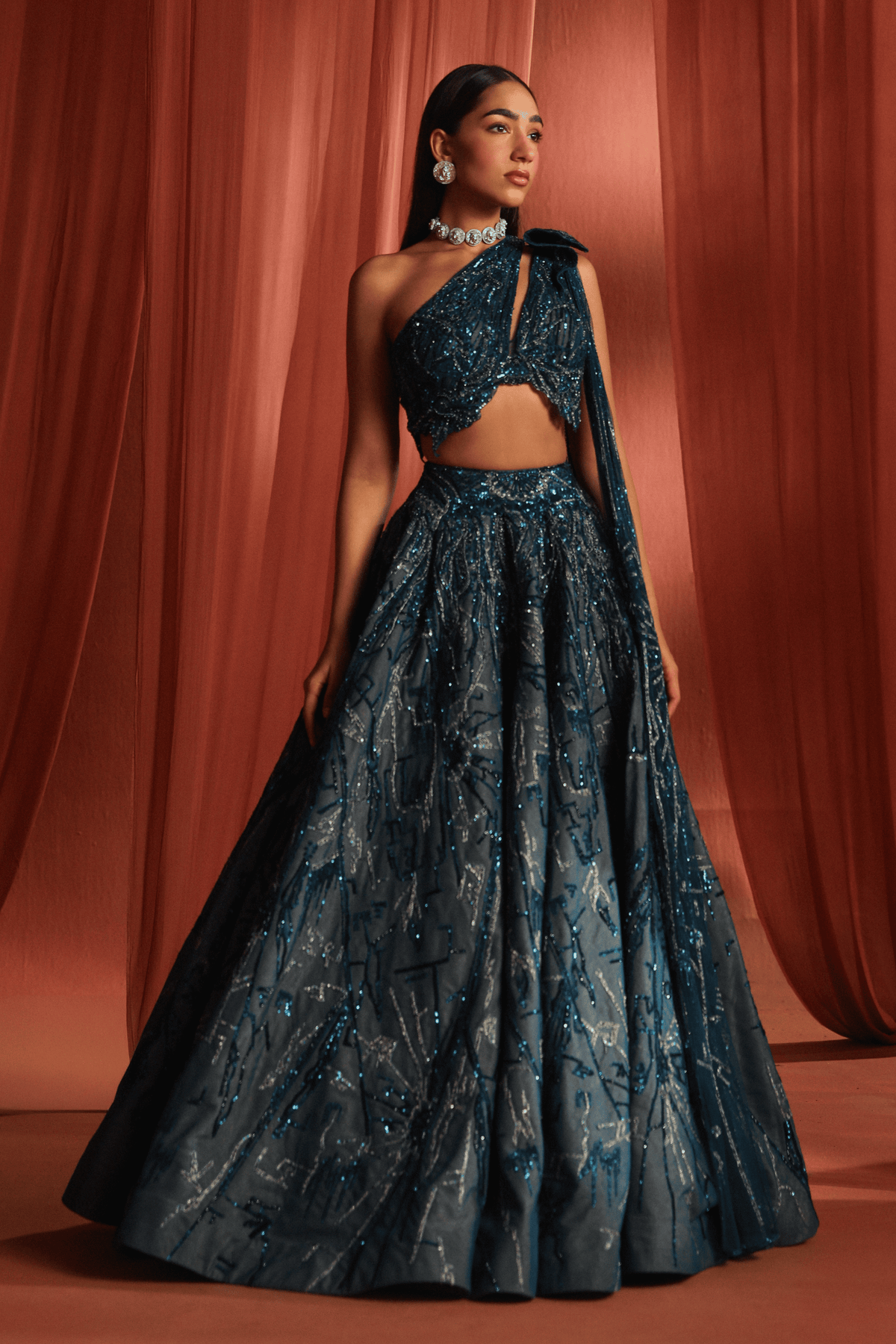 Teal Bloom Lehenga