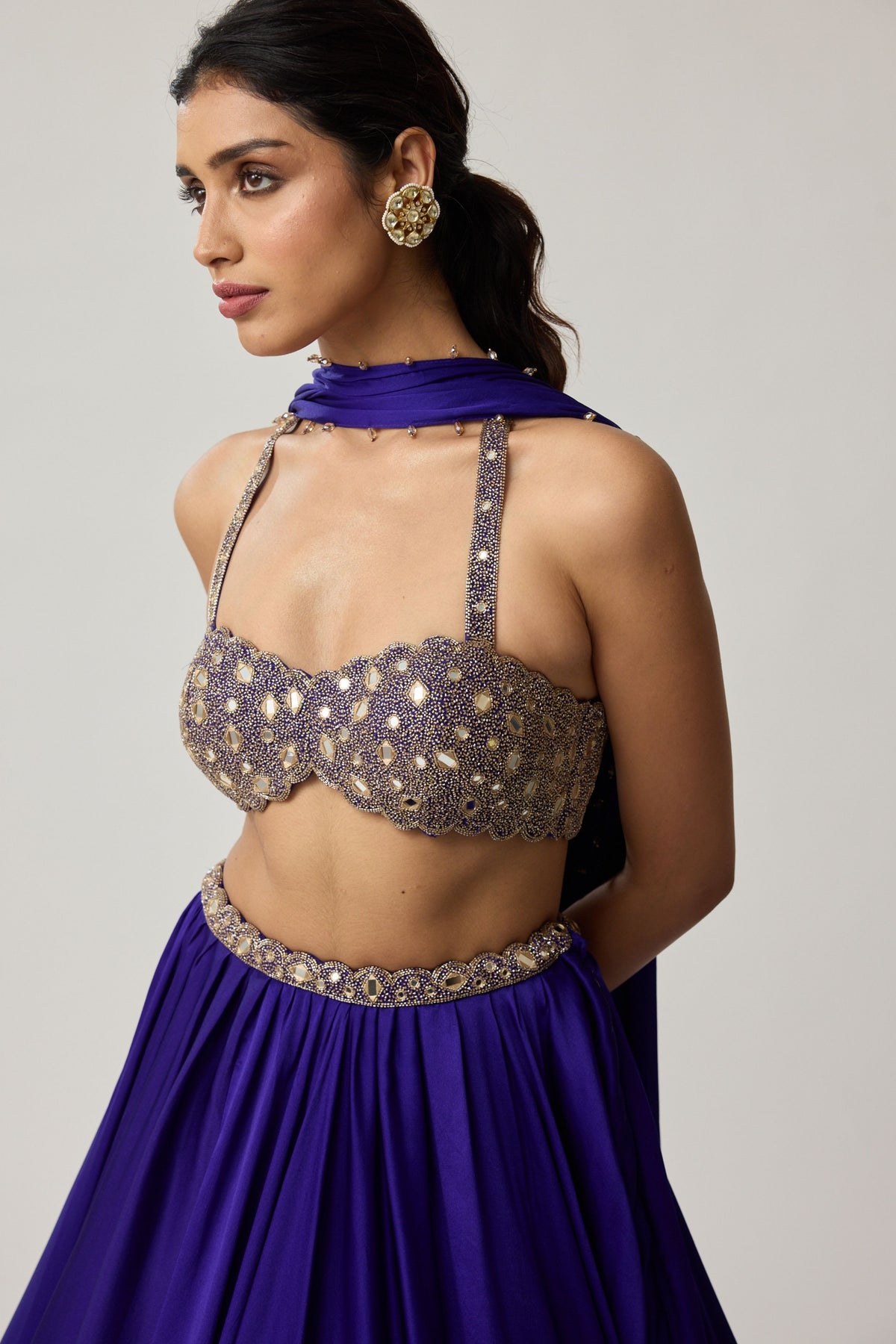 Persian Blue Mirror Lehenga Set