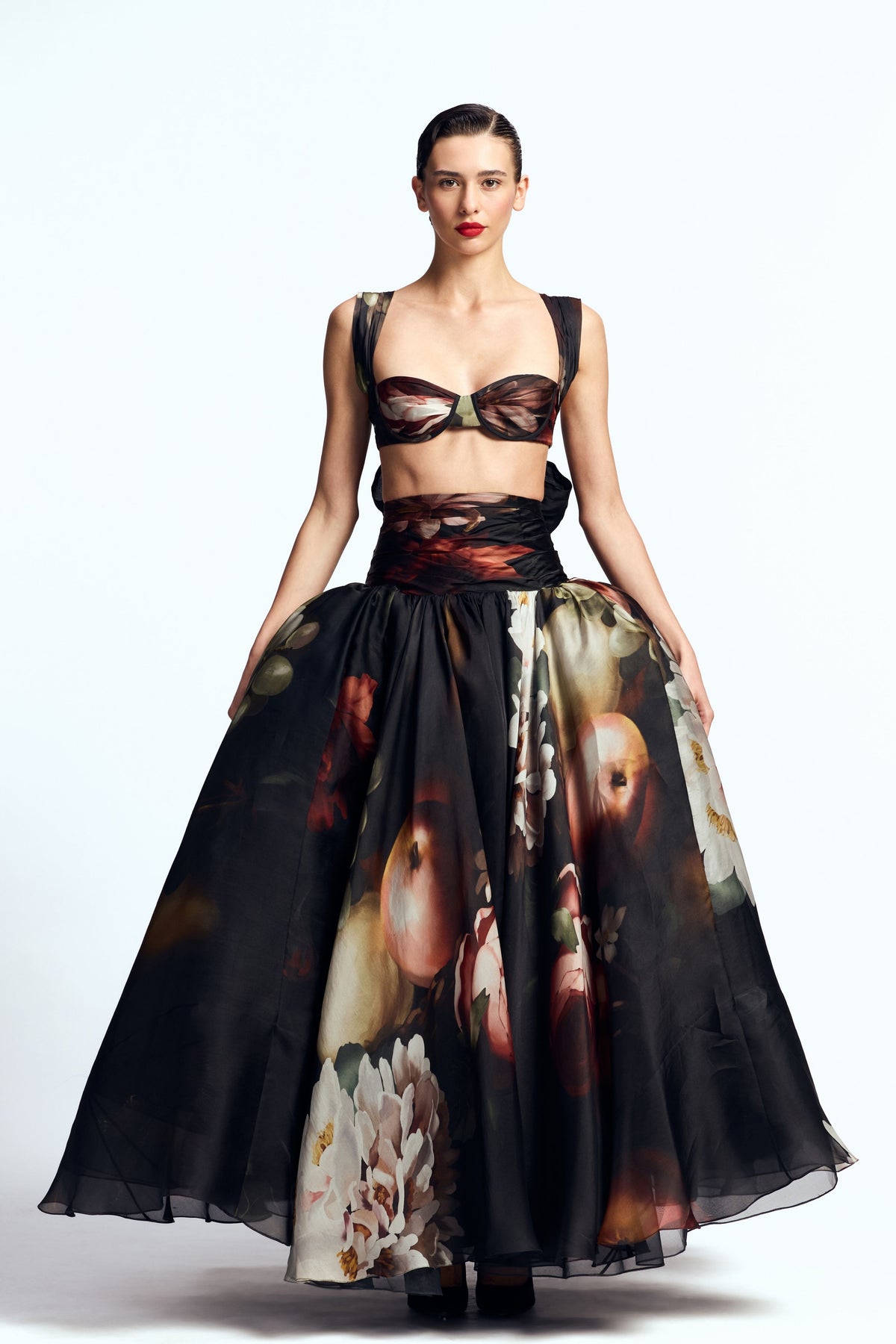Draped Bustier With Waisted Skirt