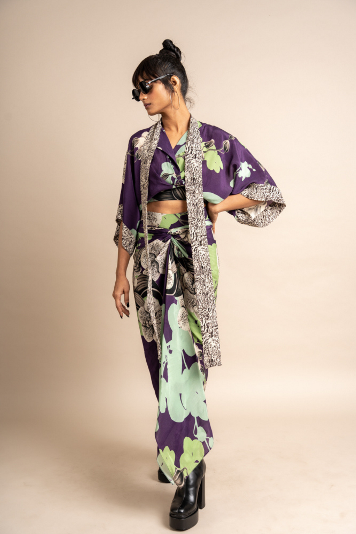 Aubergine  Top With Knotted Skirt