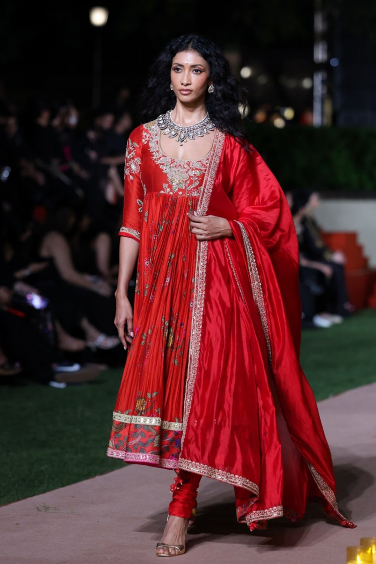 Surkh Laal Marodi Anarkali Set