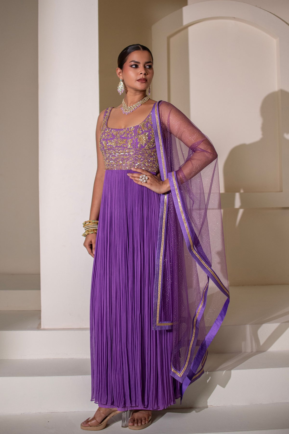Purple Embellished Anarkali