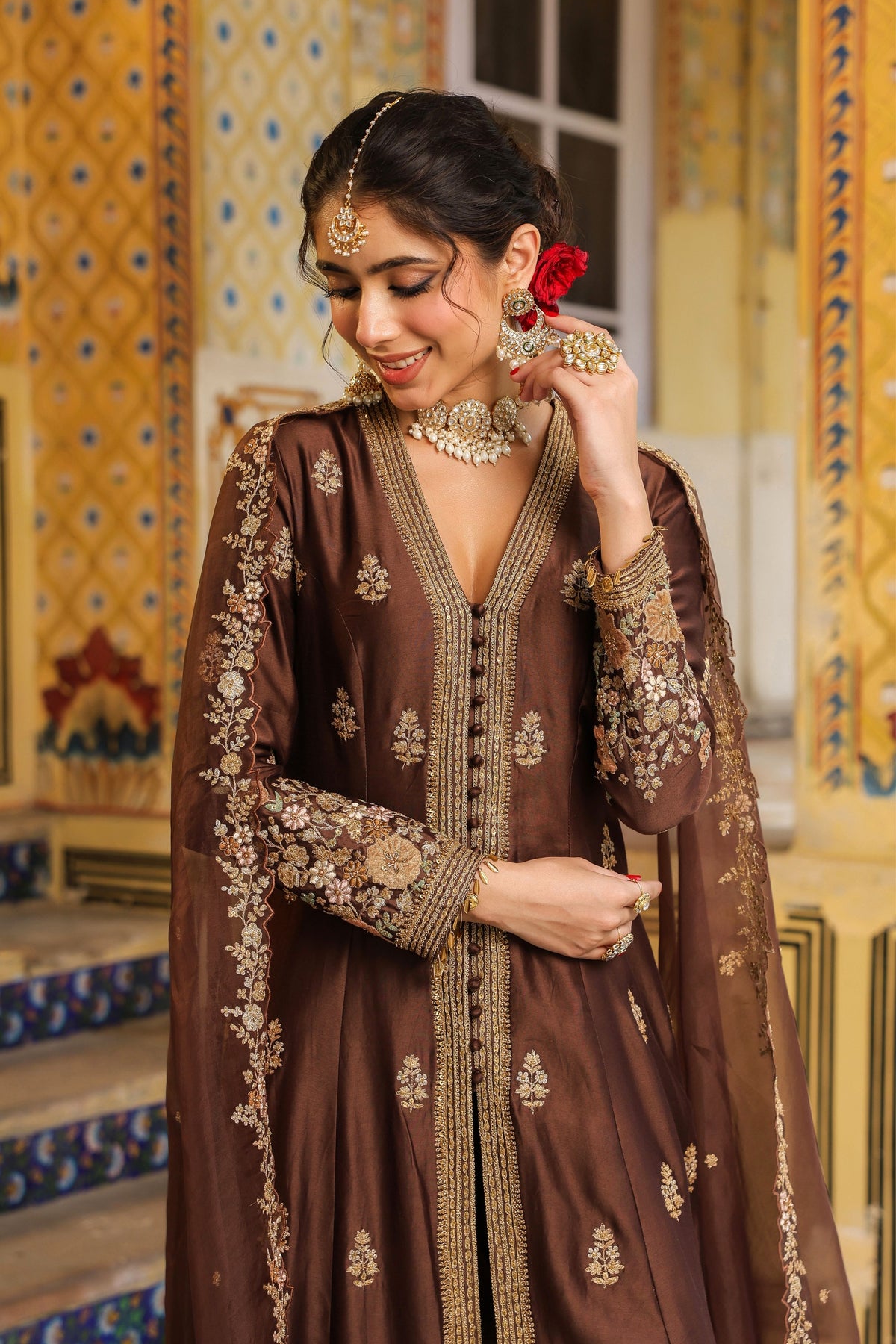 Ahista Brown Anarkali Set