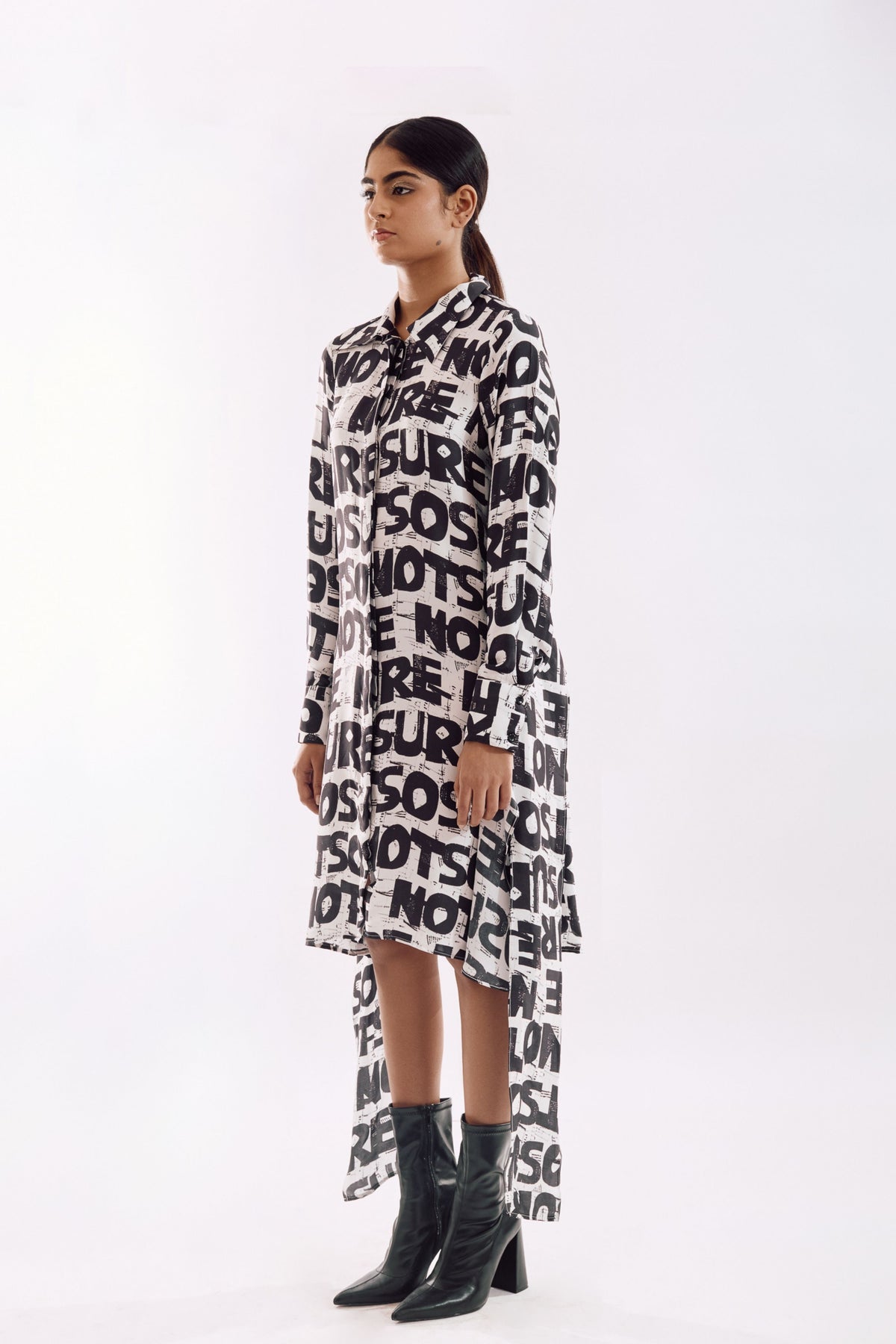 Black White Digital Print Dress