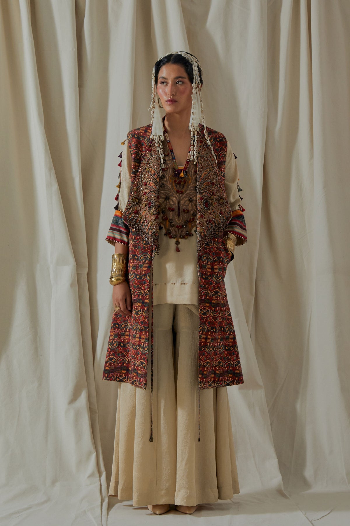 Hina Ecru Trench Coat Set