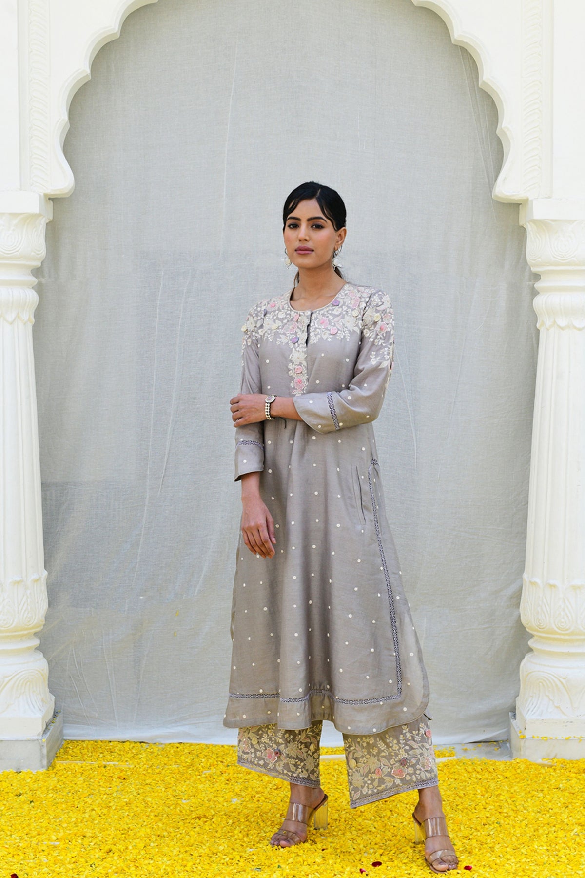 Ivory Light Long Kurta Grey