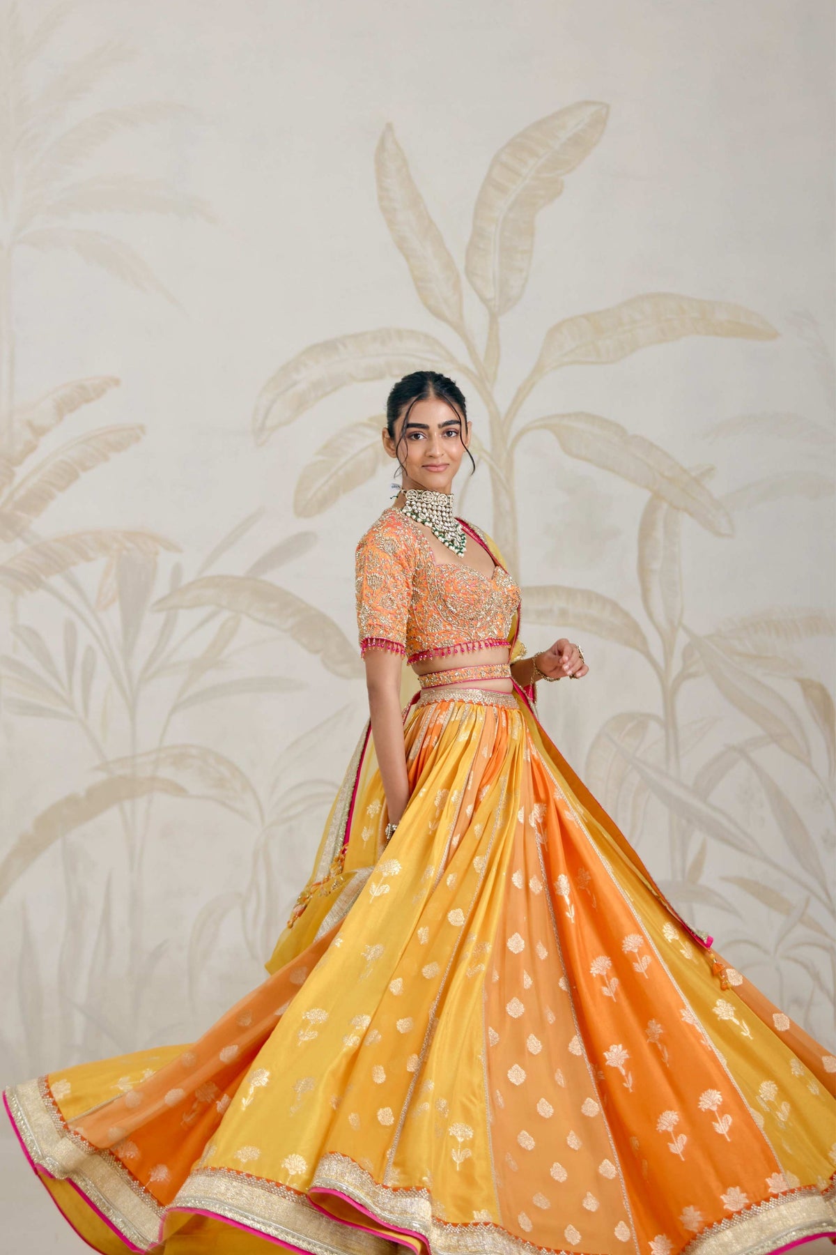 Multi-coloured Lehenga Set
