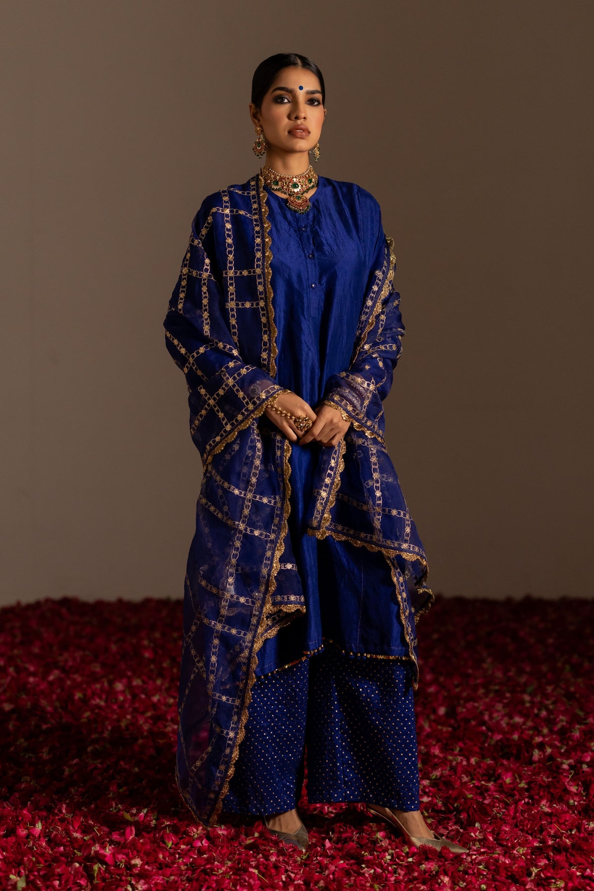 Closed Neck Panel Kurta Set