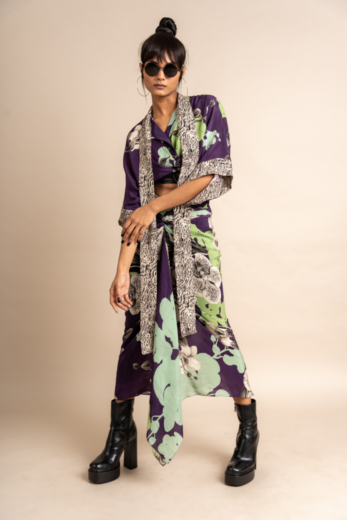 Aubergine  Top With Knotted Skirt