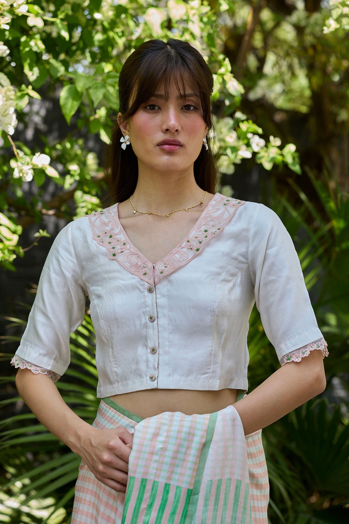 English Morning Ivory Embroidered Blouse