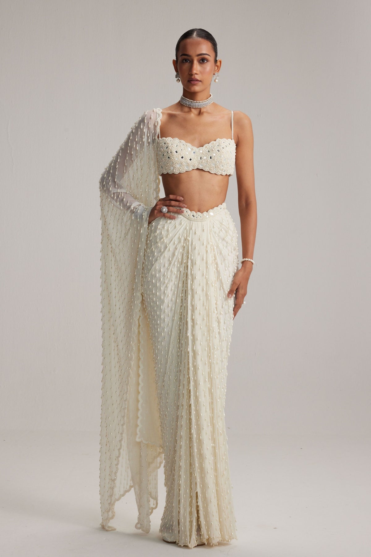 Dense Drop Draped Skirt Set
