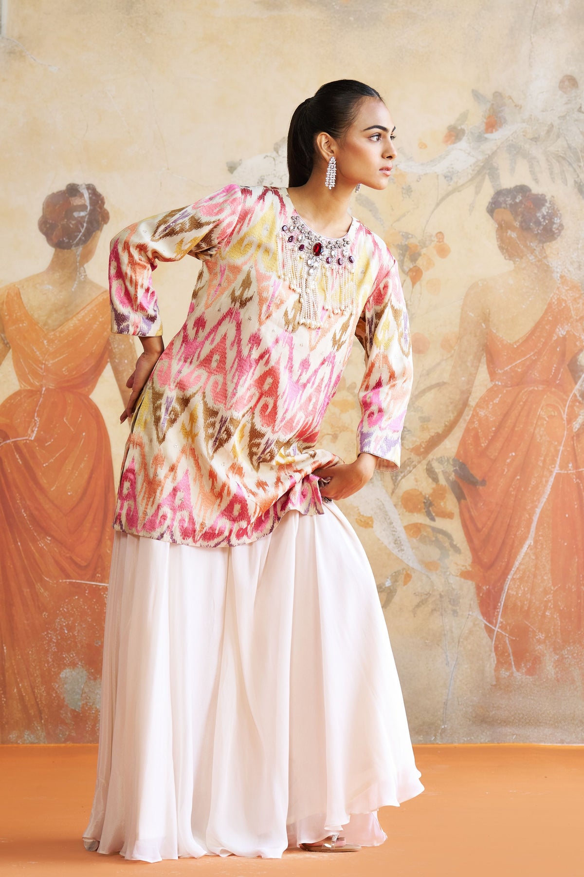 Jeweled Flowy Sharara Set.