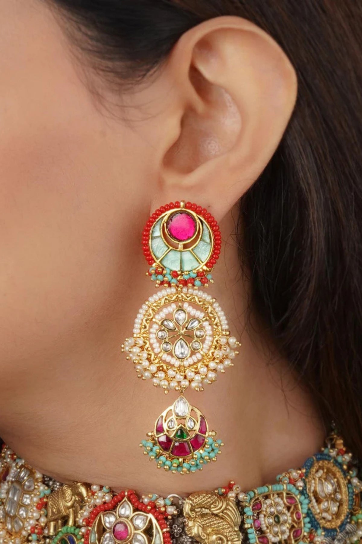 Multicolor Tribal Necklace Set