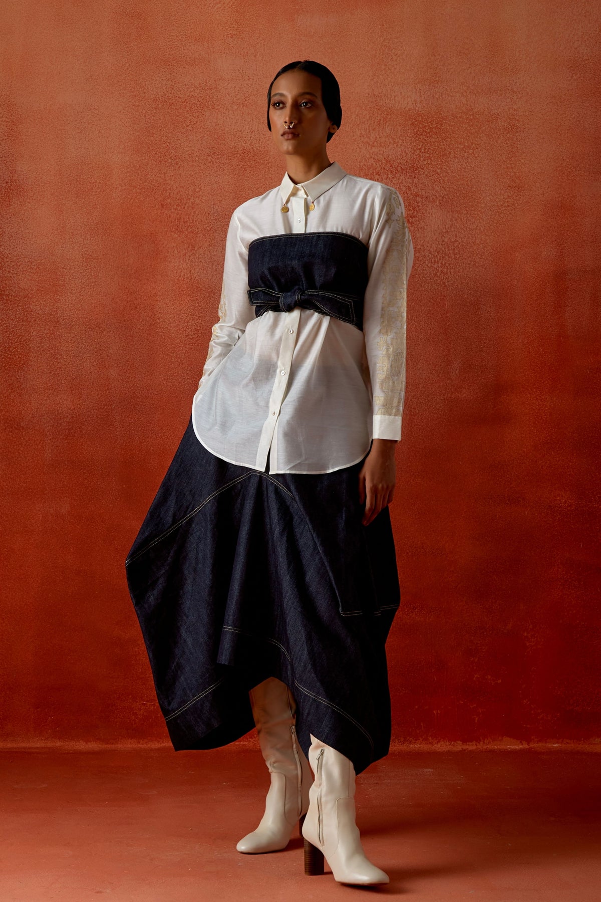 Ivory Chanderi Skirt Set