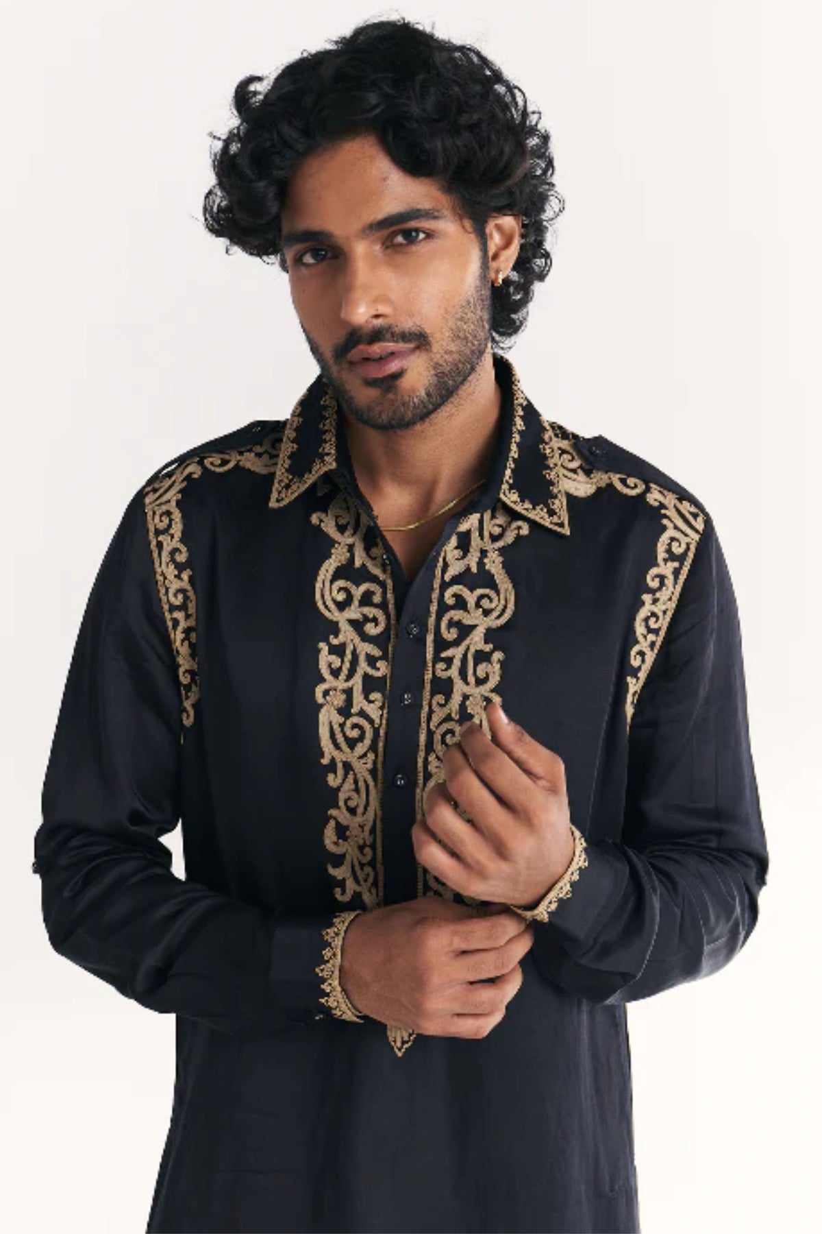 Wajad Black Pathani Kurta Set