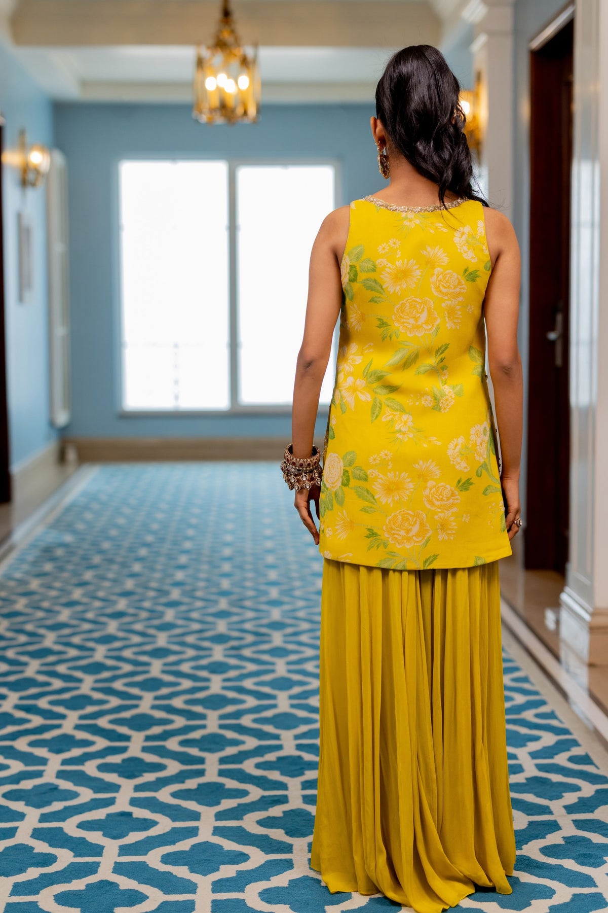 Yanika Yellow Sharara Set