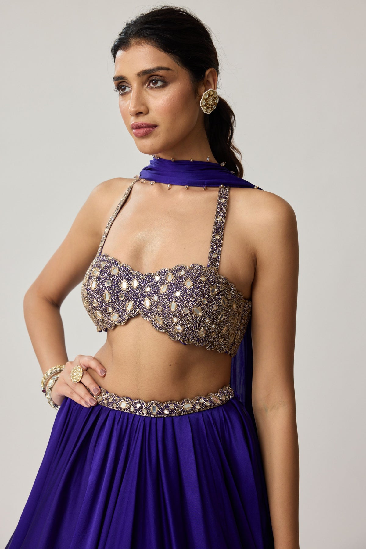 Persian Blue Mirror Lehenga Set
