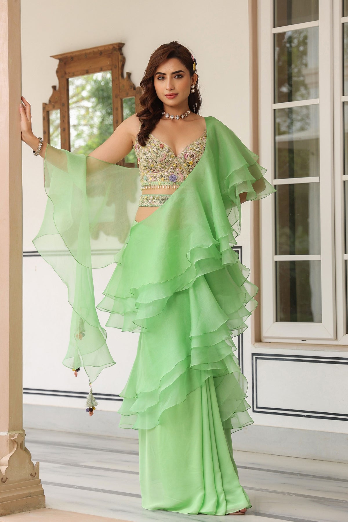 Gulzar Ruffle Saree Set