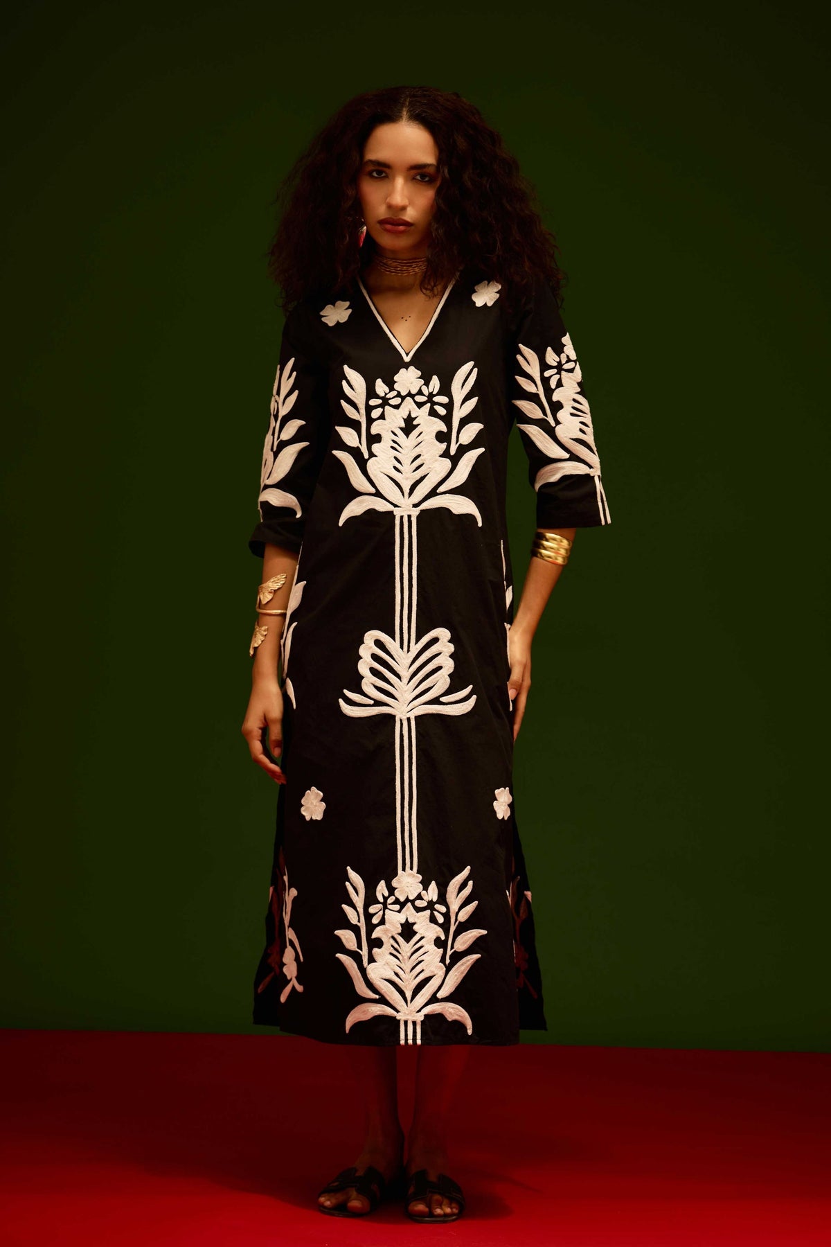 Ivory Tulip Black Dress
