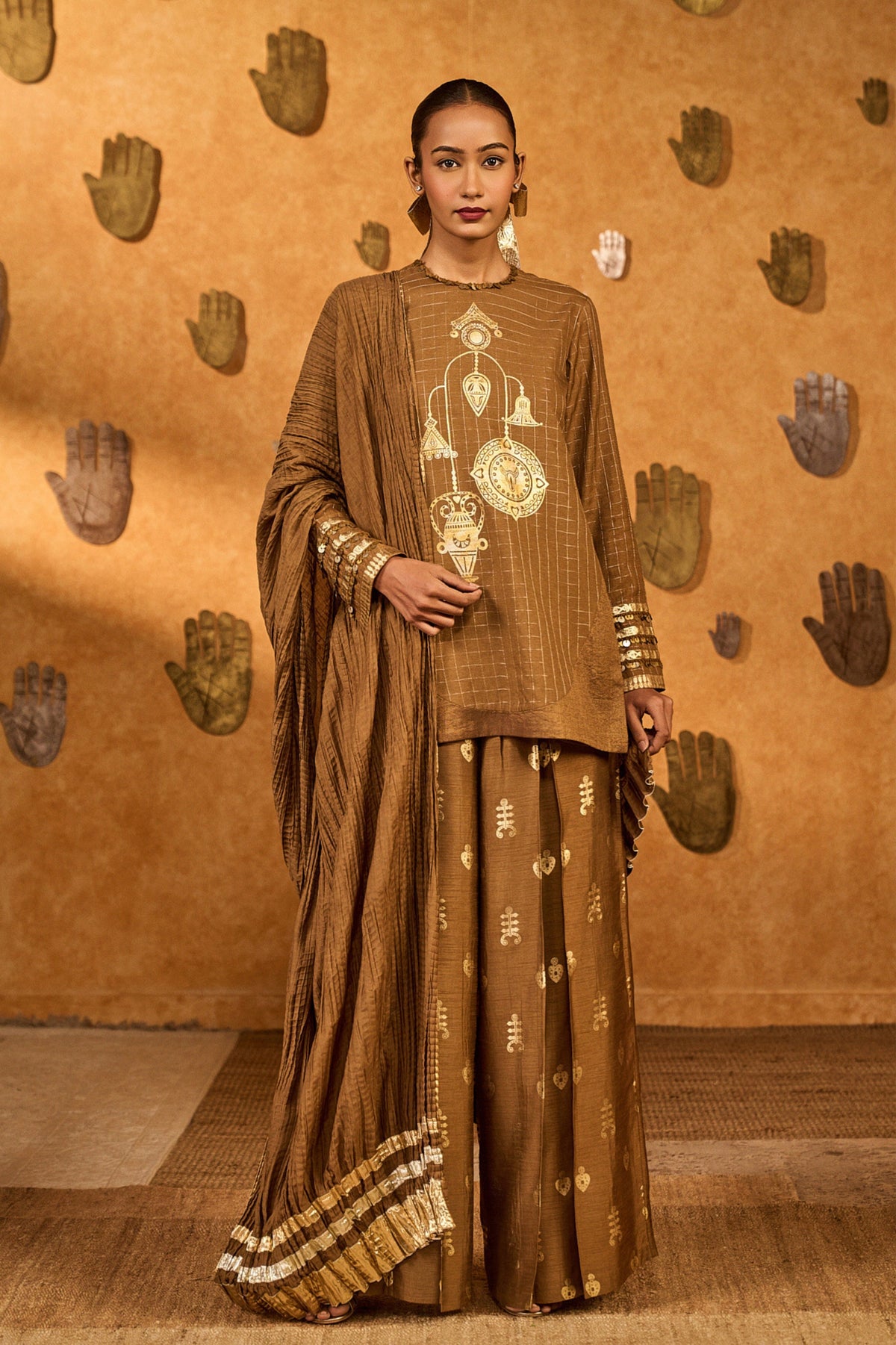 Brown Trinklet Kurta Set
