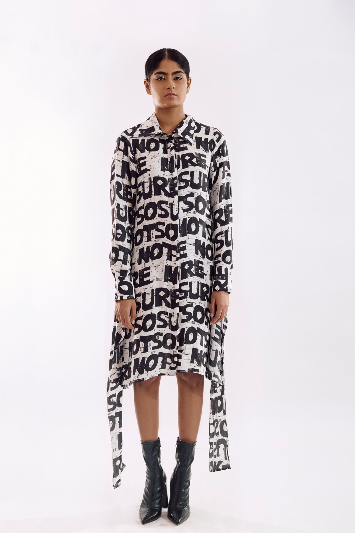 Black White Digital Print Dress