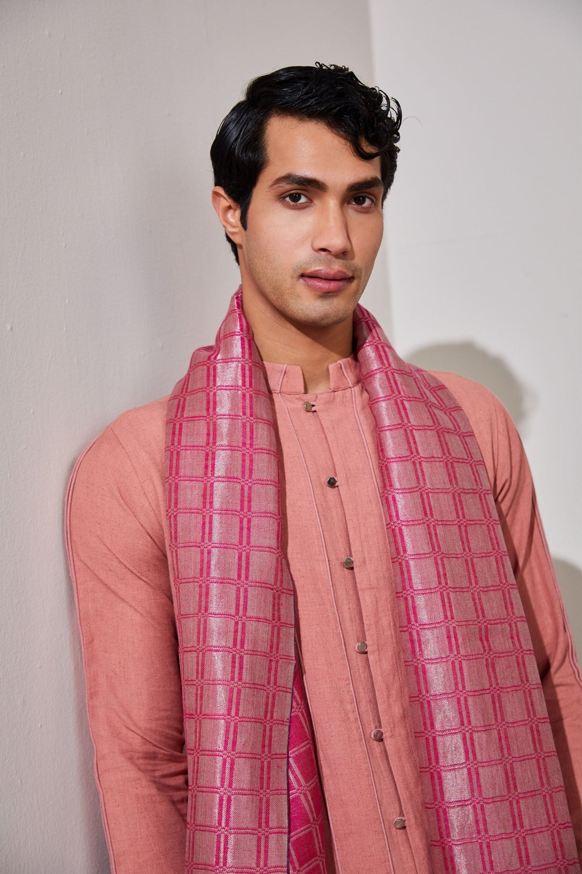Zari Reversible Rani Pink Stole