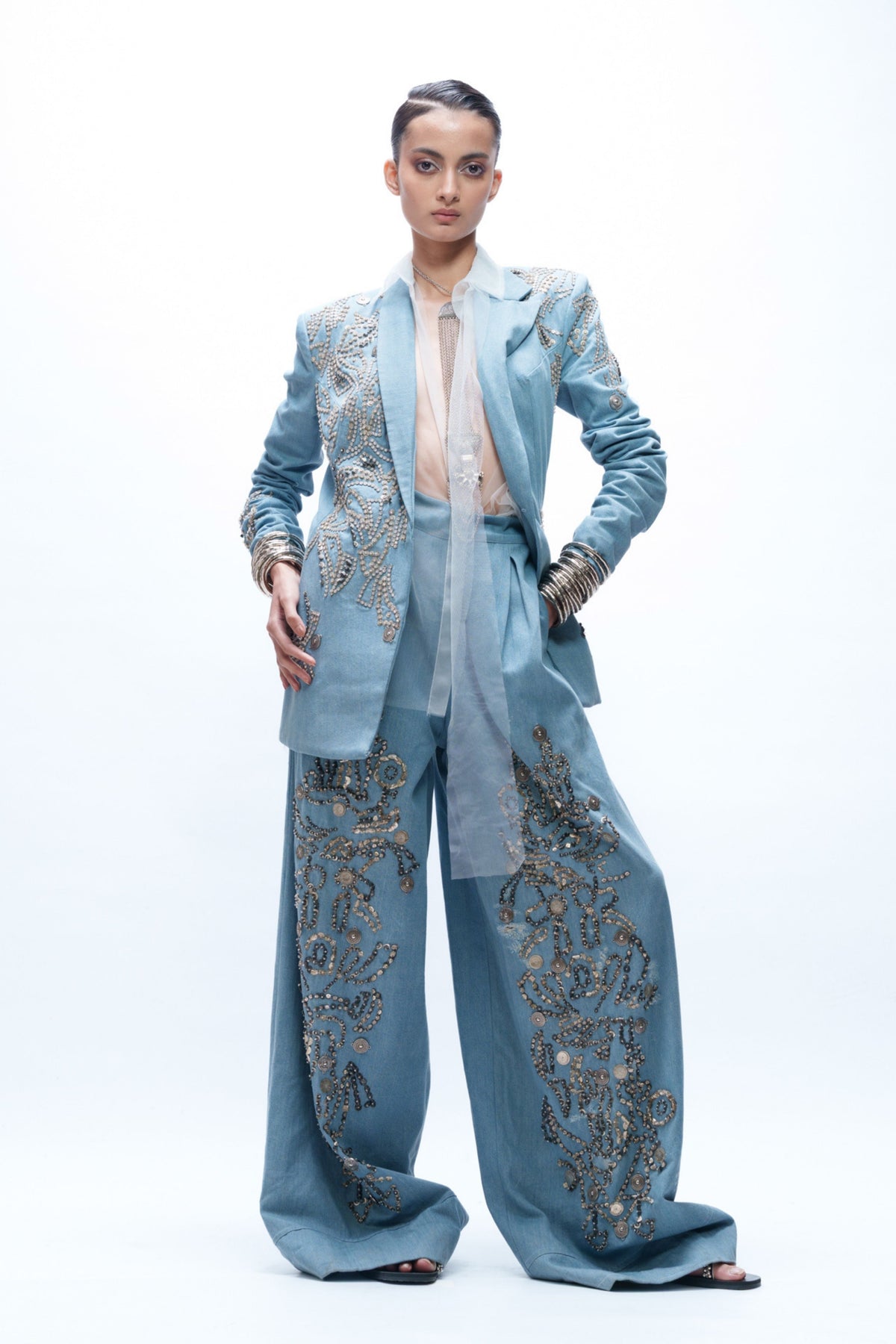 Denim Three-piece Set