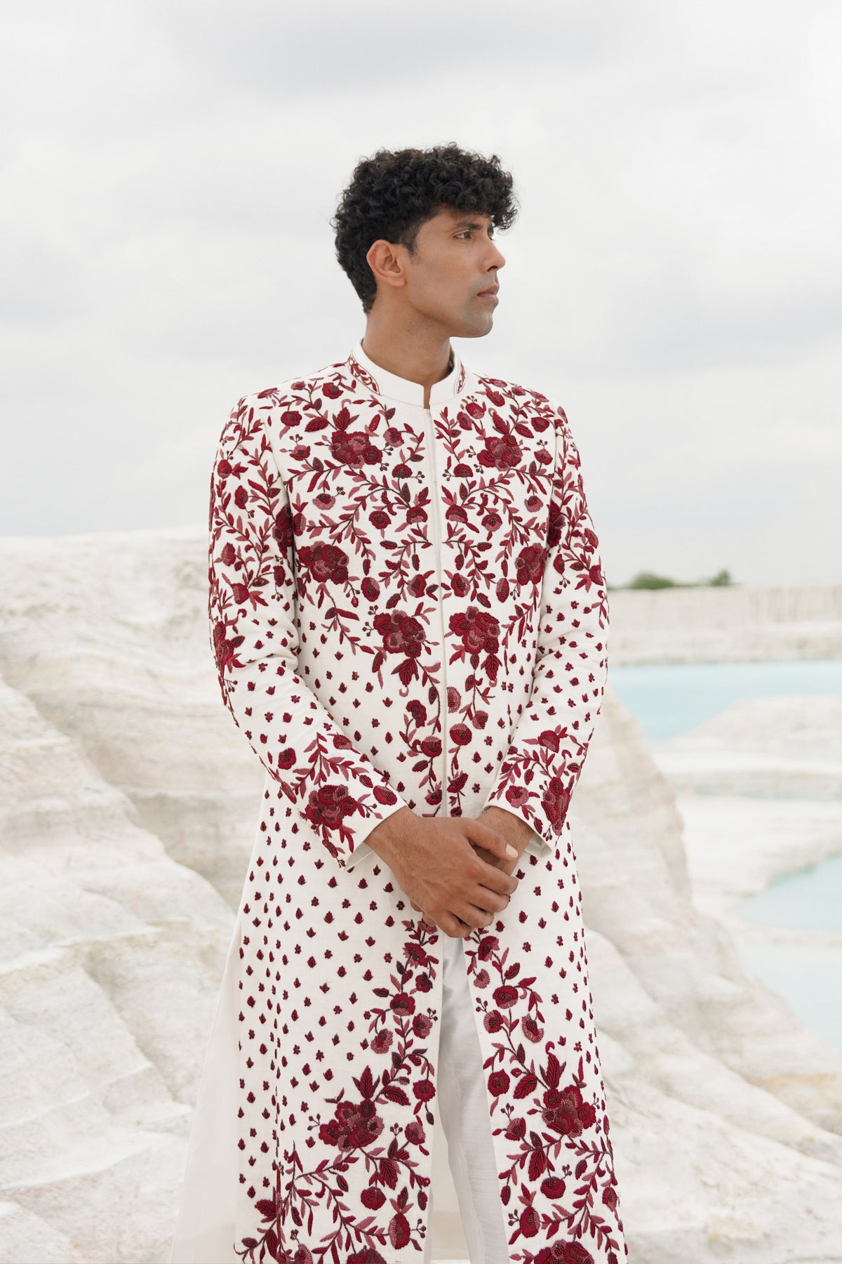 White Sherwani Set