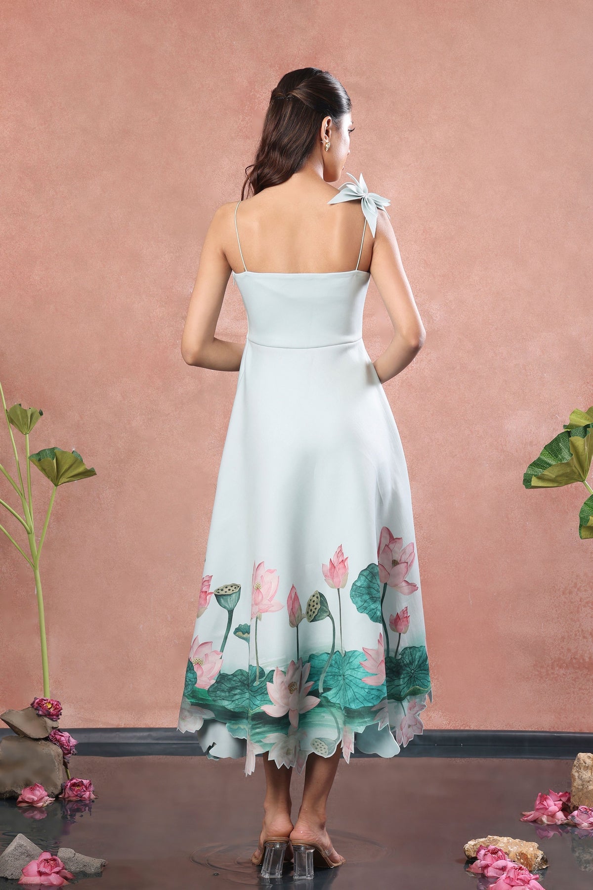 Green Flared Flower Dress