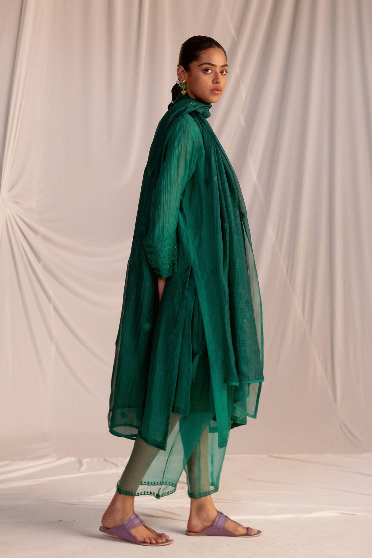 Evergreen Embroidered Tunic &amp; Trouser Set