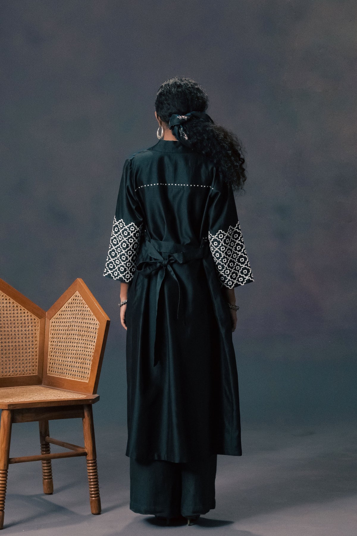 Indigo Printed Jacket Set