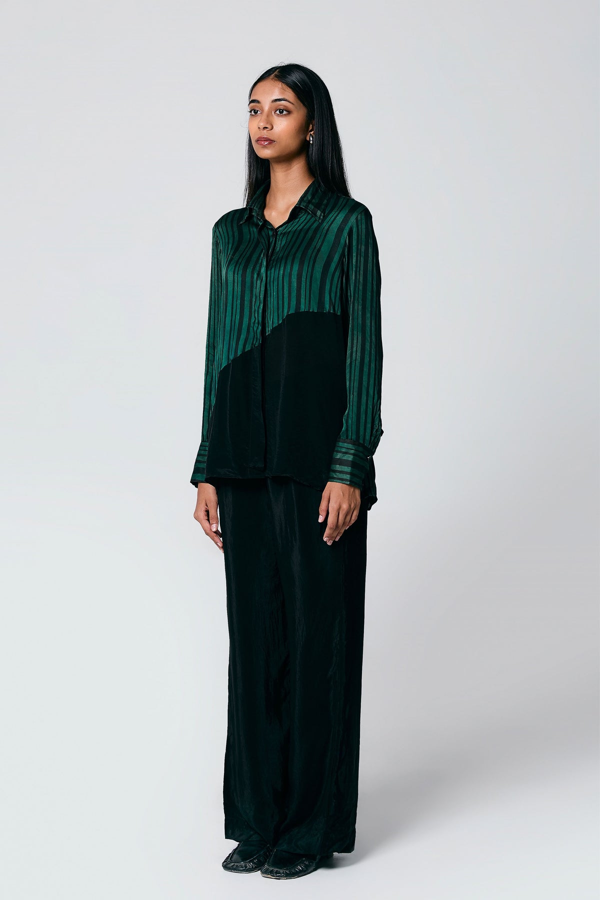 Green Diagonal Stripes Co-ord Set