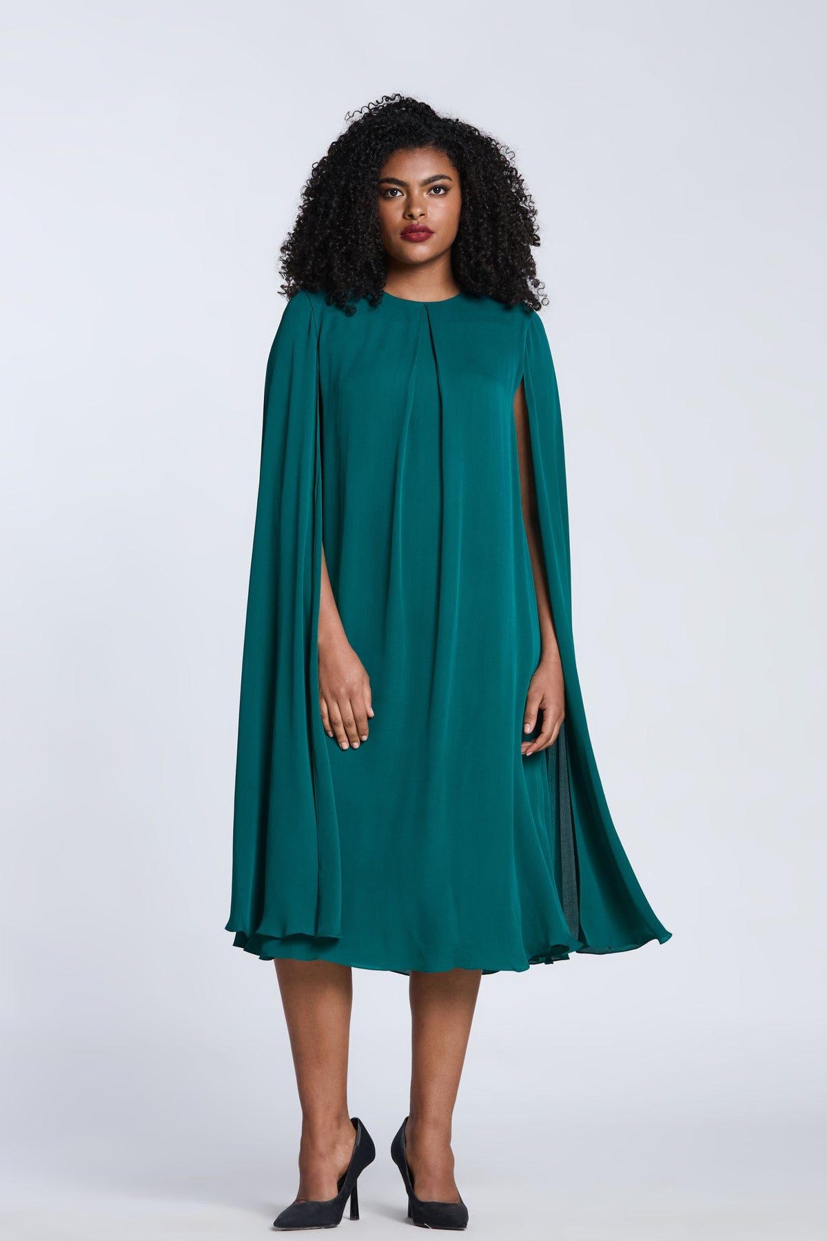 Cape Sleeves Trapeze Dress