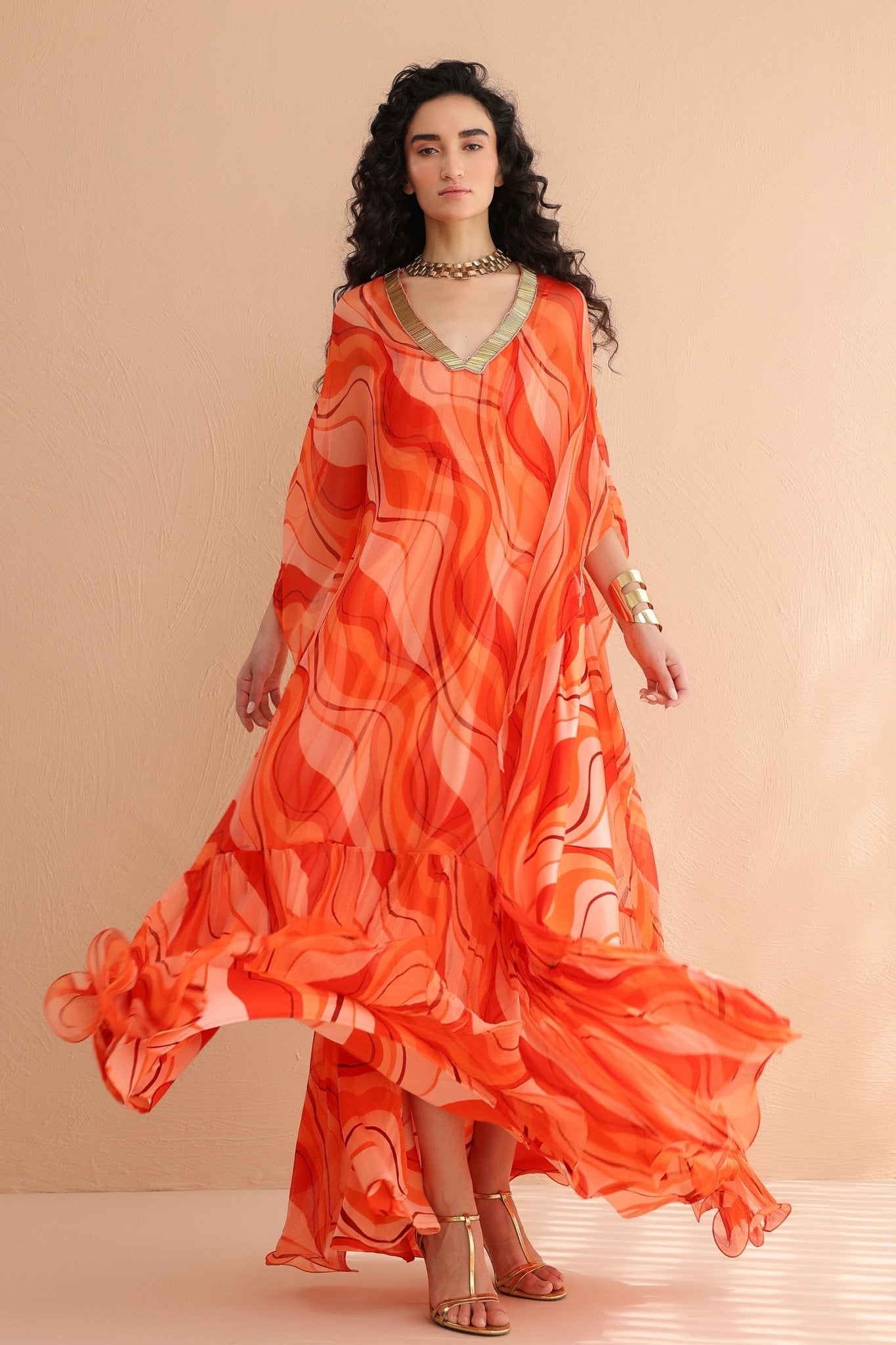 Sunset Tier Kaftan Set - Pallavi Jaipur - Elahe